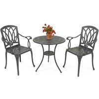 Centurion Supports POSITANO Garden & Patio Table & 2 Chairs Aluminium Bistro Set in Grey