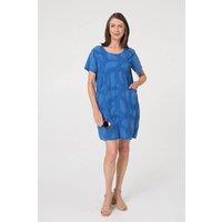 Izabel London Women's Embroidered Texture Short Shift Dress in Blue | Size: 16