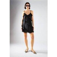 Shnoo Women's Waterfall Ruffle Mini-Dress in Black | Size: 12