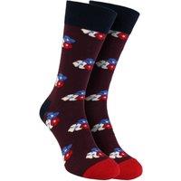 Happy Socks Men's 1 Pair Floral Dress Socks | Classic Flower Socks in Brown | Size: 6-11