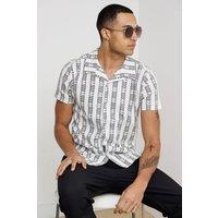 Brave Soul Men's Patterned Short Sleeve Shirt in White | Size: 2XL