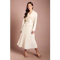 Coast Women's Tailored Pleat Skirt Midi Dress in Champagne | Size: 14