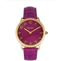 Bertha Women's Abby Swiss Leather-Band Watch in Fuchsia