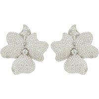 Latelita Women's Flower Large Stud Earrings Silver in White