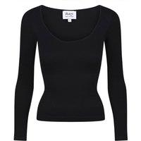 Ruey Women's Essentials Long Sleeve Top Sculpting Stretch Everyday Fit in Black | Size: Small