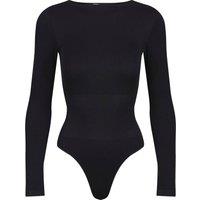 Ruey Women's Essentials Long Sleeve Bodysuit Sculpting Stretch Fit in Black | Size: XS