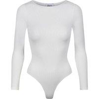 Ruey Women's Essentials Long Sleeve Bodysuit Sculpting Stretch Fit in White | Size: Small