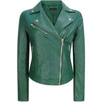 TruClothing Women's Leather Biker Jacket in Green | Size: Medium