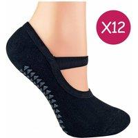 Sock Snob Women's 12 Pairs Non Slip Breathable Yoga Socks in Black | Size: 4-8