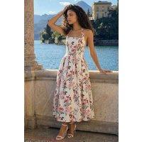 Roman Women's Petite Floral Stretch Midi Dress in Ivory | Size: 18