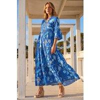 Roman Women's Seashell Maxi Dress in Royal | Size: 12