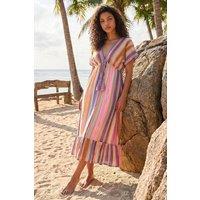 Roman Women's Petite Stripe Boho Maxi Dress in Pink | Size: 12