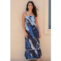 Dusk Women's Abstract Ric Rac Maxi Dress in Blue | Size: 12