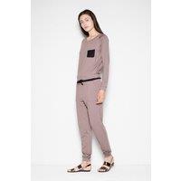 Love Lace Women's Chic Long Sleeve Overalls with Pocket Belt in Brown | Size: Medium