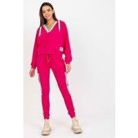 Love Lace Women's Hooded Sweatshirt & Tie Waist Pant Set in Pink | Size: S/M