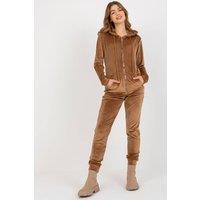 Love Lace Women's Velour Zip Hoodie Sweatshirt & Jogger Set Style 177079 in Brown | Size: S/M