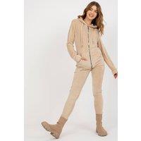 Love Lace Women's Velour Hooded Zip Sweatshirt & Pant Set in Beige | Size: S/M