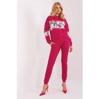 Love Lace Women's Cotton Floral Insert Hoodie Tracksuit Set in Pink | Size: S/M