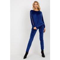 Love Lace Women's Velour Rhinestone Sleeve Blouse Pant Set Style 177082 in Blue | Size: S/M
