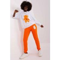 Love Lace Women's Teddy Bear Print Sweatshirt & Pants Set in Orange | Size: S/M