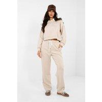 Love Lace Women's Modern Hoodie & Straight Leg Pants Set in Beige