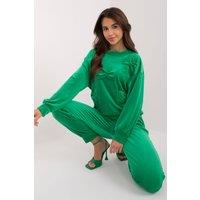 Love Lace Women's Velour Bow Detail Sweatshirt Pants Set in Green