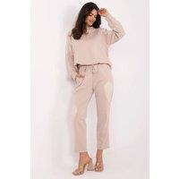 Love Lace Women's Heart Patch Hoodie & High Waist Pants Set in Beige