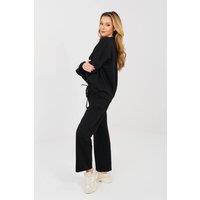 Love Lace Women's Viscose Elastane Sweatshirt Pant Set in Black