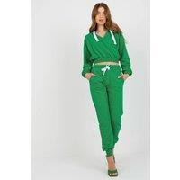 Love Lace Women's Hooded Sweatshirt & Tie Waist Pant Set Style 177032 in Green