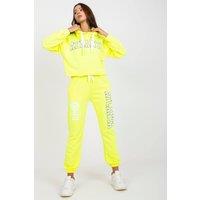 Love Lace Women's Hooded Sweatshirt & High Waist Pants Set Style 170392 in Yellow