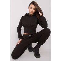 Love Lace Women's Hooded Sweatshirt & Tie Waist Pants Set Style 172654 in Black | Size: S/M