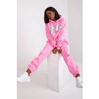 Love Lace Women's Cotton Casual Hoodie & Sweatpants Set in Pink