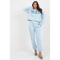 Love Lace Women's Cotton Hoodie & Jogger Tracksuit Set Style 206674 in Blue