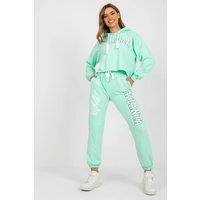 Love Lace Women's Hooded Sweatshirt & High Waist Pants Set Style 170388 in Green