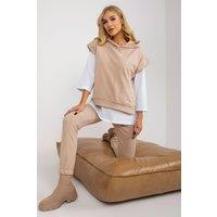 Love Lace Women's 3 Piece Hooded Sweatshirt Blouse Pants Set in Beige