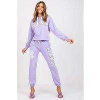 Love Lace Women's Hooded Sweatshirt & High Waist Pants Set in Violet
