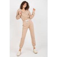 Love Lace Women's Hooded Sweatshirt & Tie Waist Pant Set Style 177030 in Beige