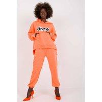 Love Lace Women's Hooded Kangaroo Pocket Sweatshirt & Pants Set in Orange