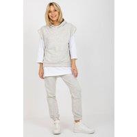 Love Lace Women's 3 Piece Hooded Sweatshirt Set with Pants in Grey