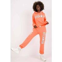 Love Lace Women's Hooded Sweatshirt & High Waist Pants Set Style 170391 in Orange