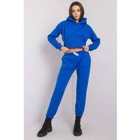 Love Lace Women's Hooded Short Sweatshirt & Tie Waist Pants Set in Blue | Size: S/M