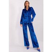 Love Lace Women's Velour Button Front Top Wide Leg Pants Set in Blue | Size: S/M