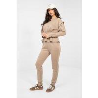 Love Lace Women's Minimalist Sweatshirt & Pants Set in Beige