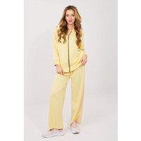 Love Lace Women's Paris Stripe Zip Hoodie Track Pants Set in Yellow