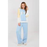 Love Lace Women's Buttery Soft Sequin Logo Tracksuit Set in Blue