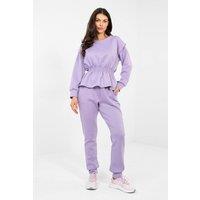 Love Lace Women's Minimalist Sweatshirt & Pant Set for Work in Violet