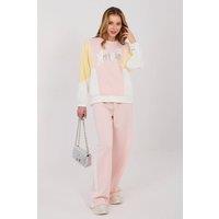 Love Lace Women's Soft Butter Touch Sequin Blouse Track Set in Pink