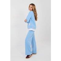 Love Lace Women's Minimalist Casual Tracksuit Set with Patches in Blue