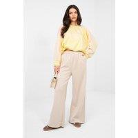 Love Lace Women's Casual Wide Leg Sweatshirt & Pant Set in Beige