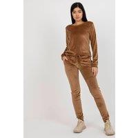 Love Lace Women's Velour Tie Waist Blouse & Pants Set in Brown | Size: Small